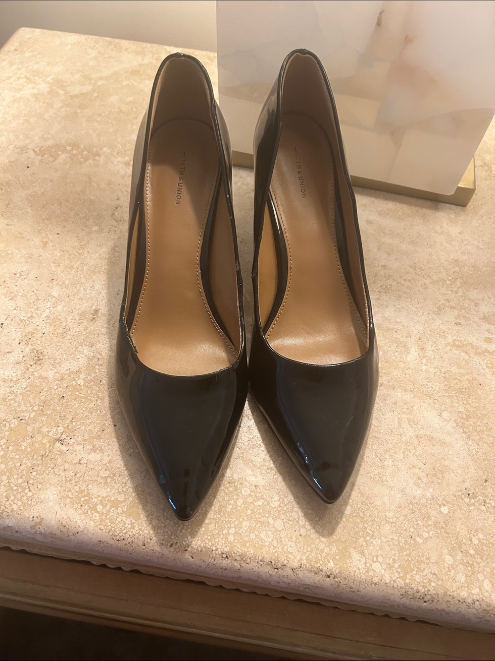 14th & Union Black Patent Pointed Toe Pumps